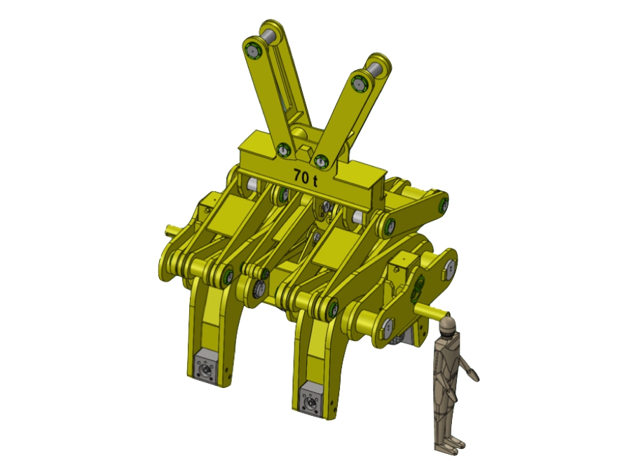 Scissor-type double tongs for handling blocks